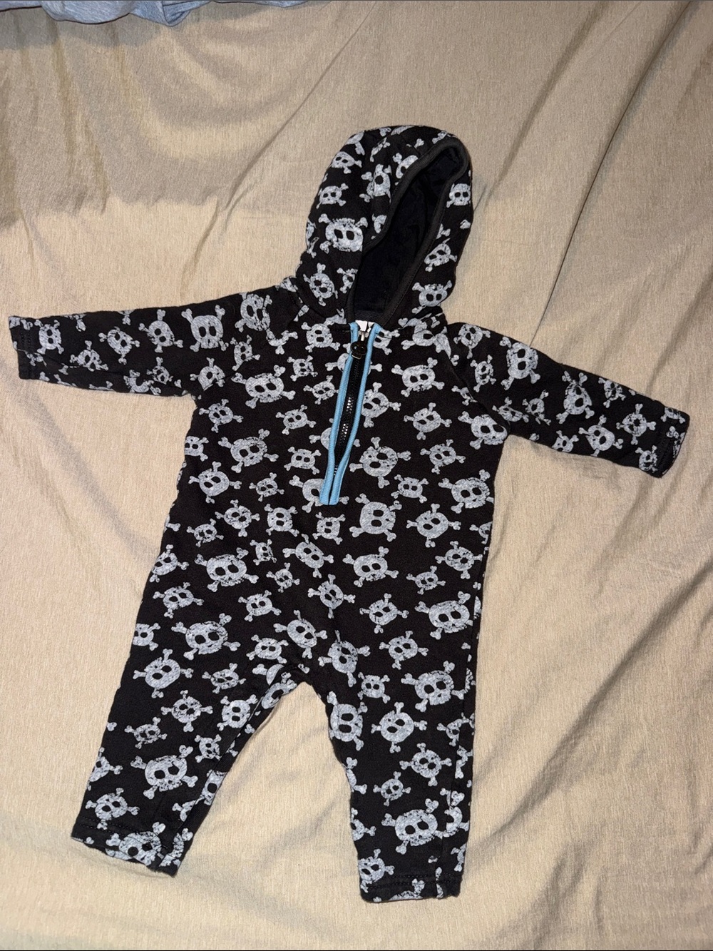 Amy Coe Silly Skulls Black Hooded Footie One-Piece for Babies